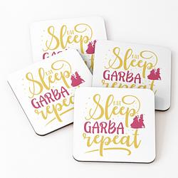 Eat Sleep Garba Repeat Coasters (Set of 4)