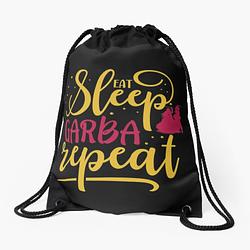 Eat Sleep Garba Repeat Drawstring Bag